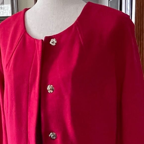 Chico’s mid length red snap front jacket size small (0) - Picture 4 of 6